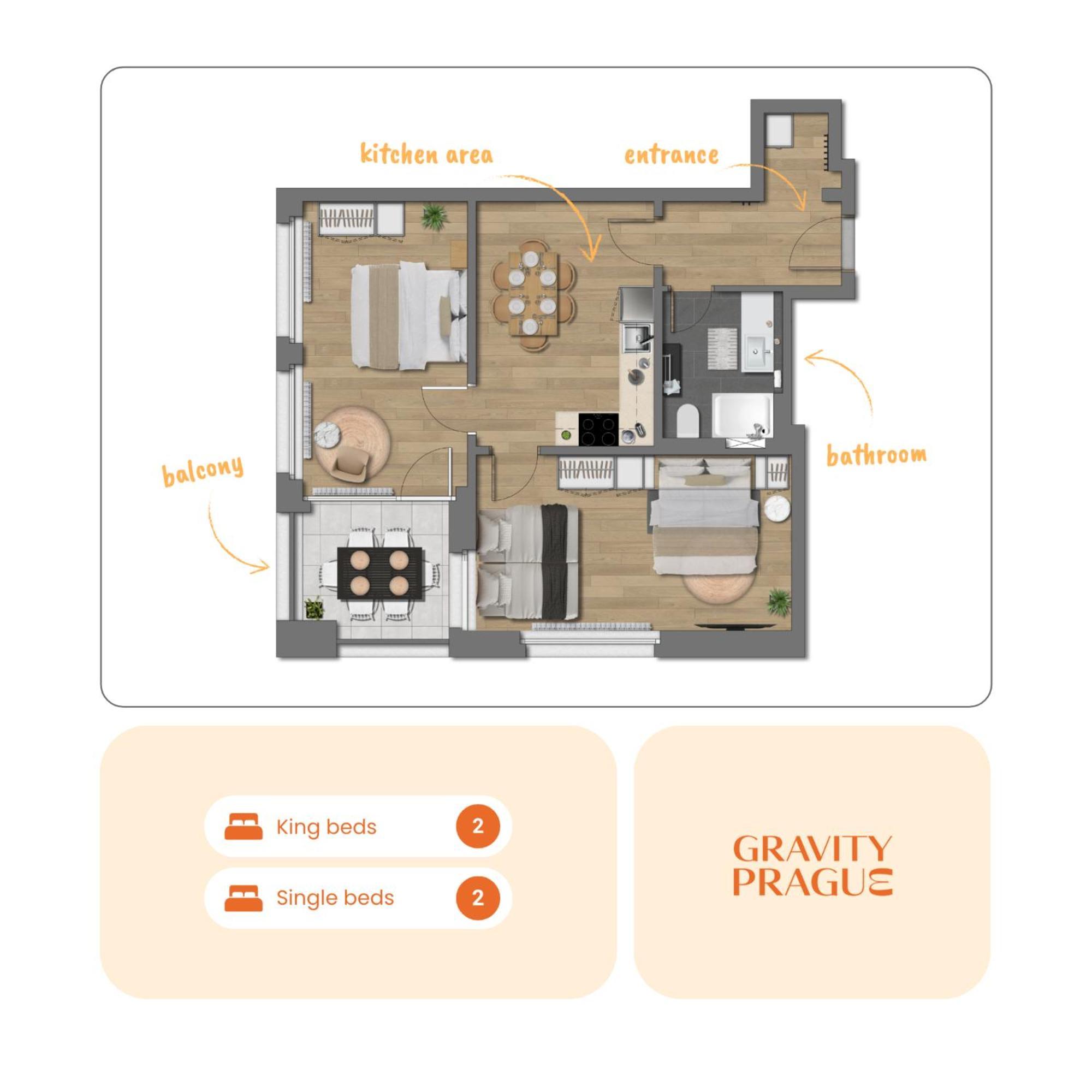 Apartmán Bright 2Br - 5Th Floor, Balcony, Free Parking By Gravity Praha Exteriér fotografie